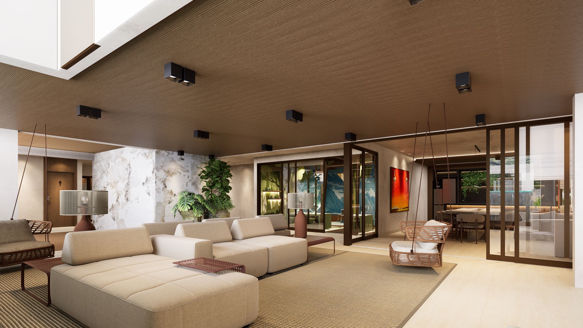 Espaço de convivência do Residencial Salvador Dalí, linha Itaville Prime